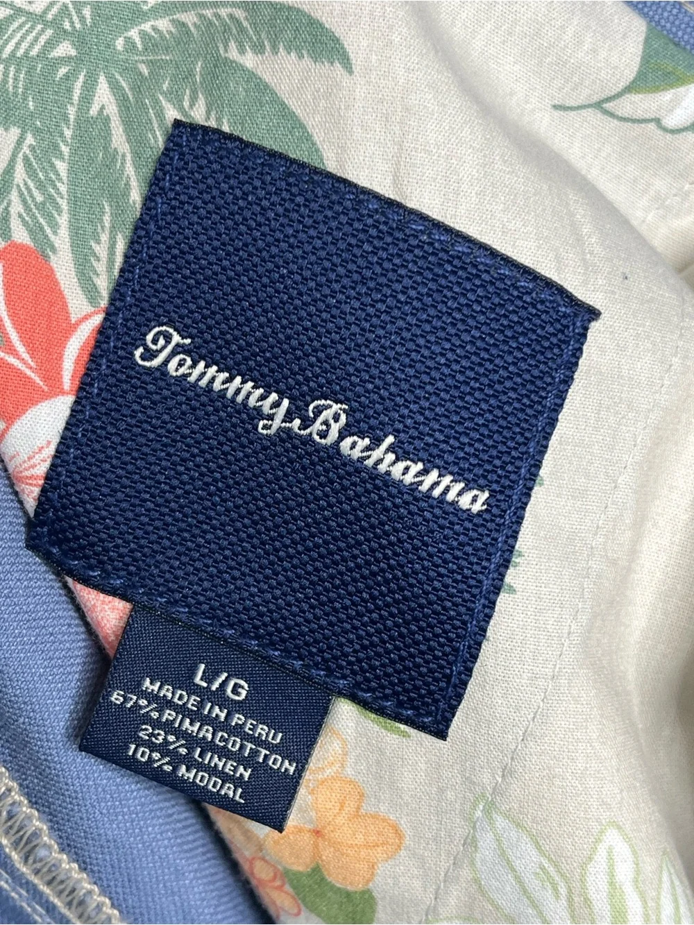 Tommy Bahama Blue Linen Cotton Blend Shorts Men’s Large Tropical Lined Casual